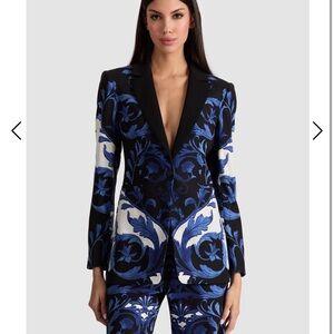 Chic Black and Blue Women's Blazer